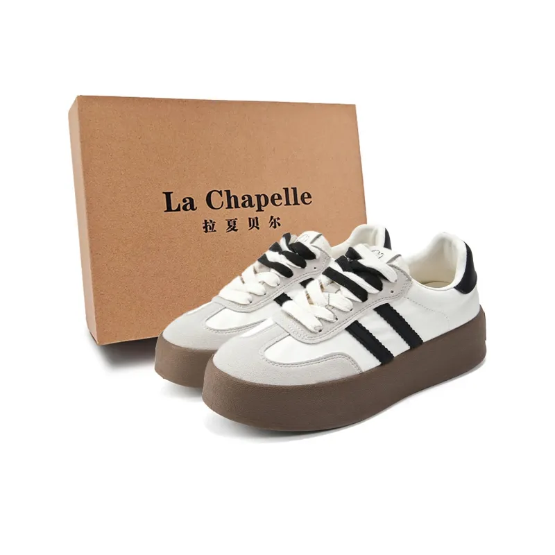 La Chapelle Anti Slip Wear Resistant Skateboard Shoes Women's White Black-0