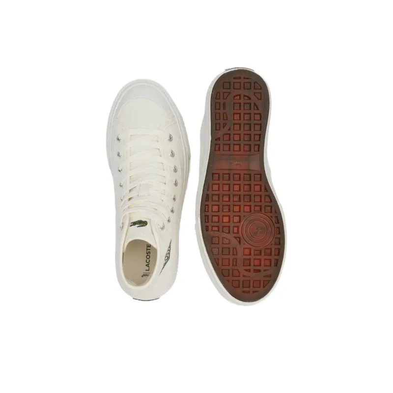 LACOSTE Backcourt High Top Skateboard Shoes Women's Ecru-4