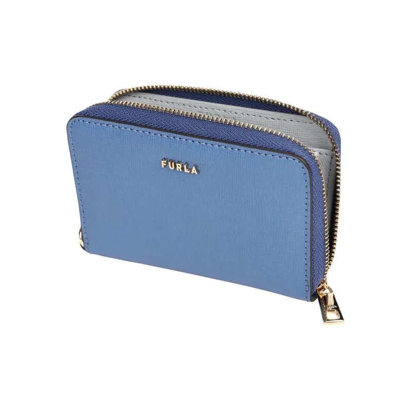 Furla Babylon Laminated Processing Cow Leather Coin Purse Trumpets Women's Blue-1