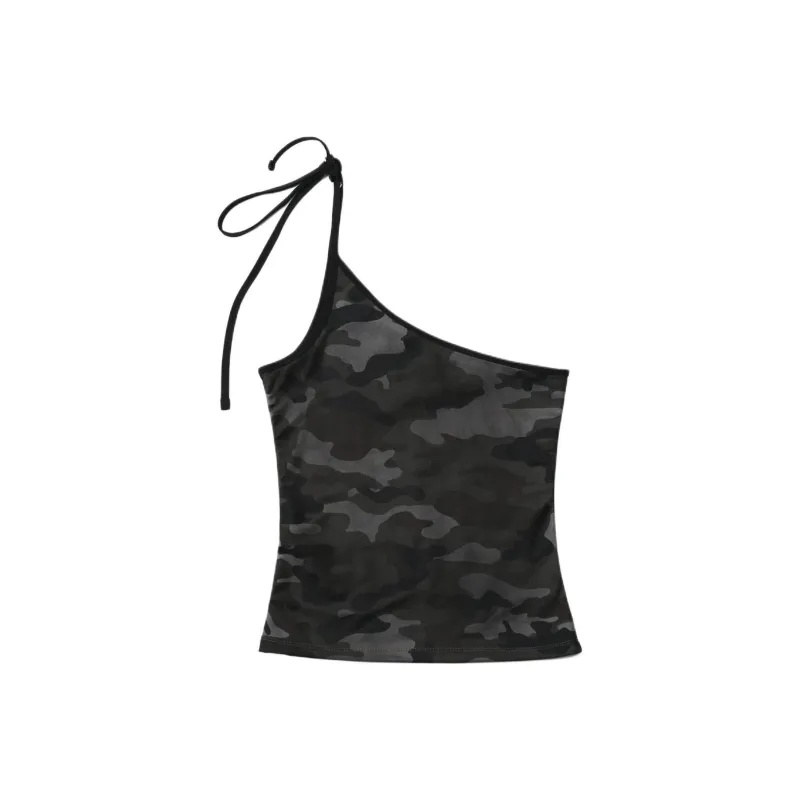 Badblood Tank Tops Women's Black Camouflage-1