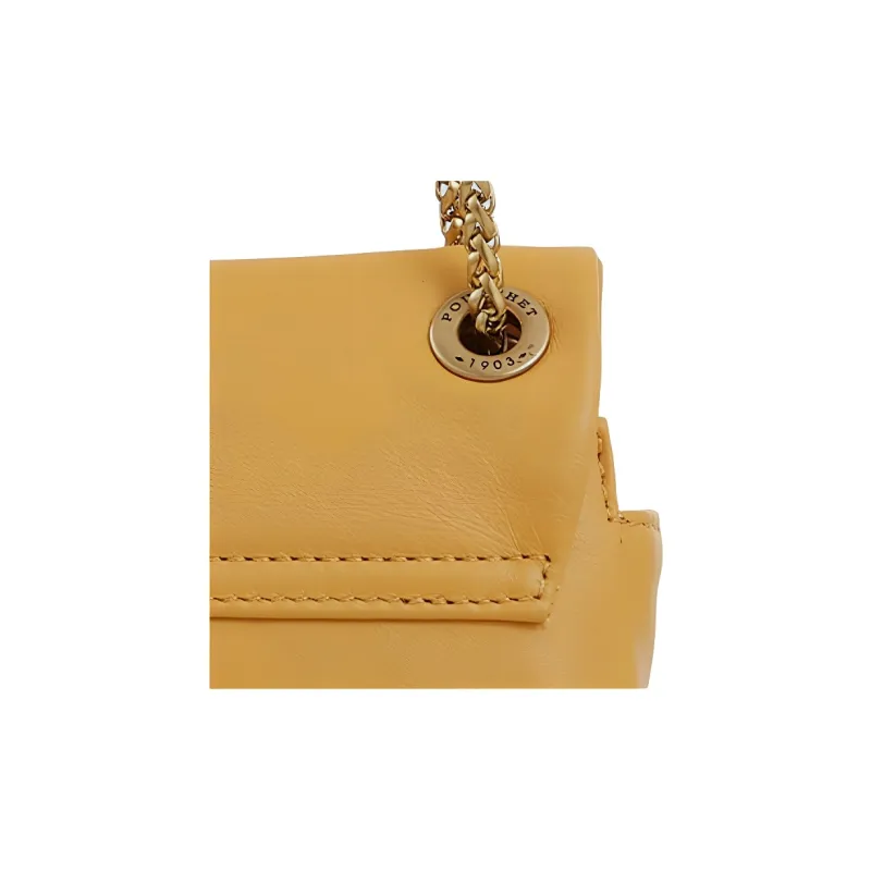 POURCHET Cow Leather Crossbody Bag, Shoulder Bag Trumpets Women's Beige, Black, Mist Blue, Yellow, Khaki-6