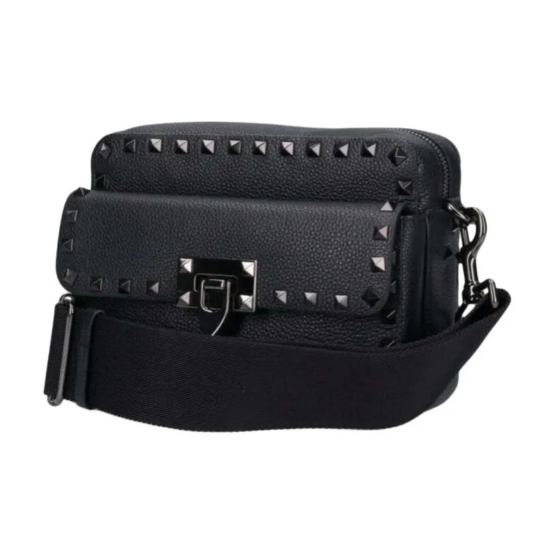 Valentino ROCKSTUD Leather Camera Bag Shoulder Bag Crossbody Bag Women's Black-1