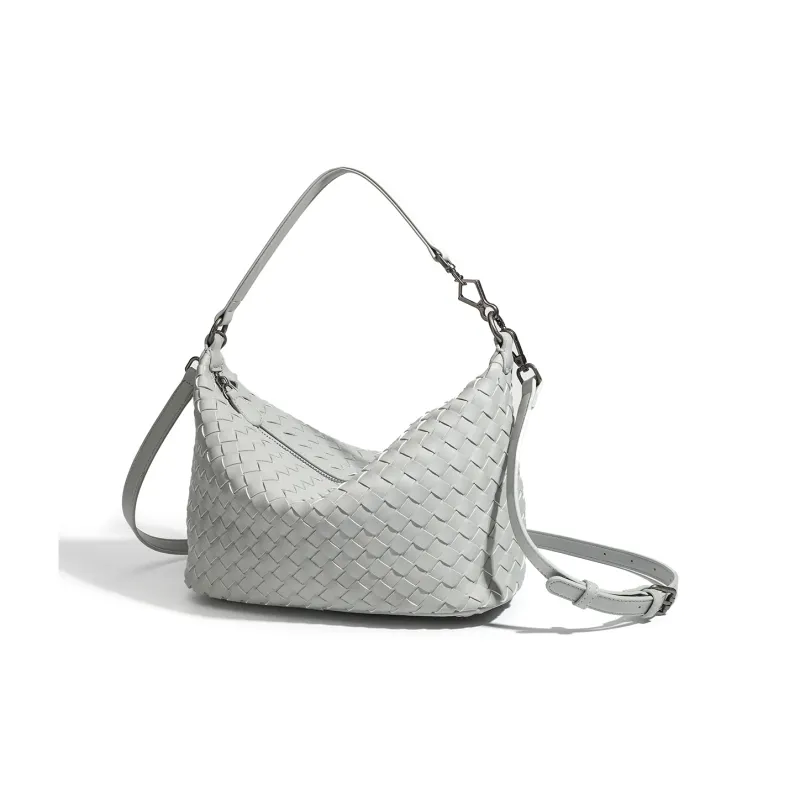 BOBDOG PU Dumpling Bag, Shoulder Bag, Crossbody Bag Women's Gray/Ecru/Black-4