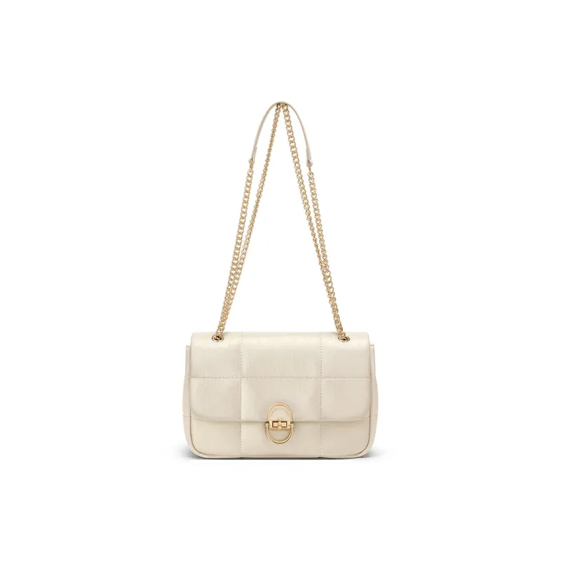 CNOLES Cow Leather Shoulder Bag Medium Size Women's White Chocolates-0