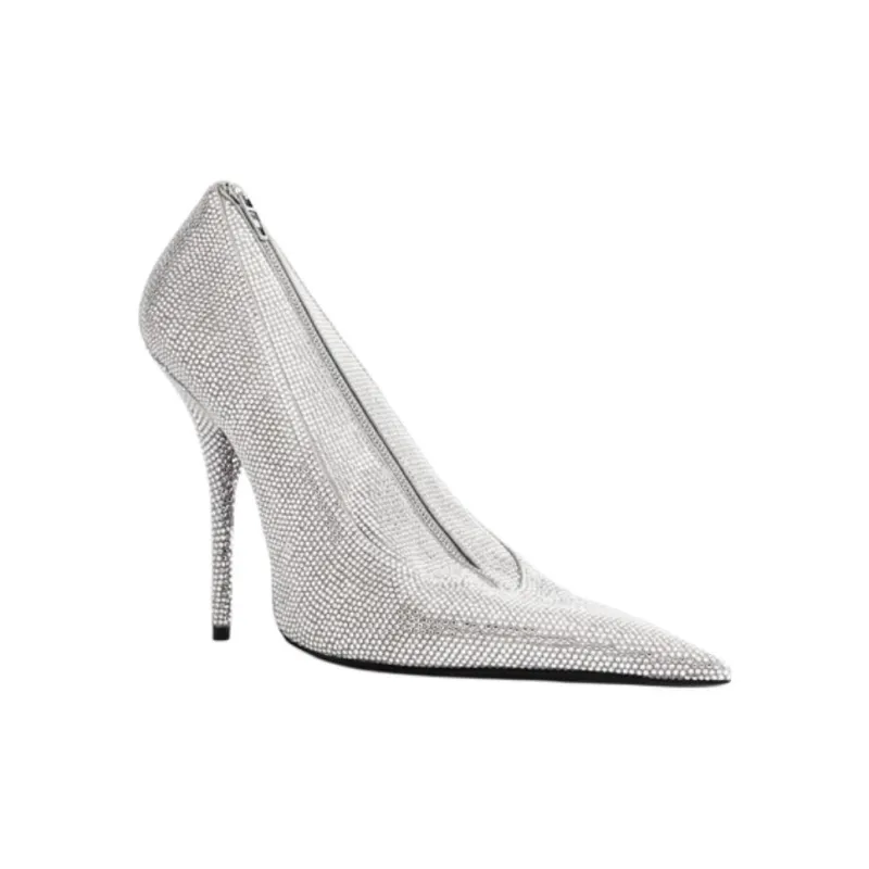 Balenciaga Knife Goatskin Clutch Regular Women's Silver-1
