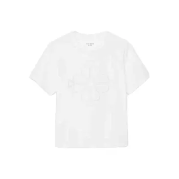 Kate Spade Embroidery Monogram Logo Cotton Short Sleeved T Shirt Regular T Shirt Women's White