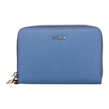 Furla Babylon Laminated Processing Cow Leather Coin Purse Trumpets Women's Blue