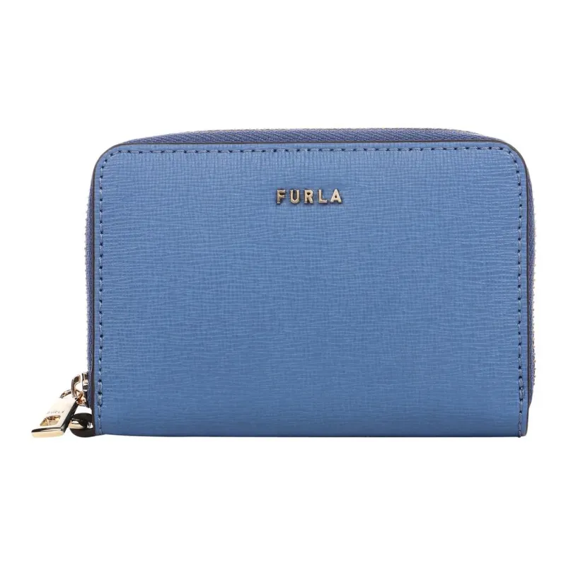 Furla Babylon Laminated Processing Cow Leather Coin Purse Trumpets Women's Blue-0