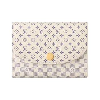 LOUIS VUITTON Rosalie Calfskin Coin Purse Women's White & Blue