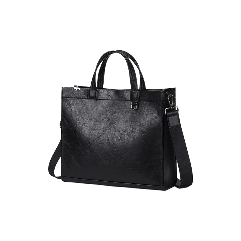VIHUS Leather Briefcase Regular Men's Black-1
