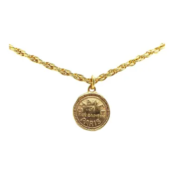 CHANEL 1970 1980 Plated 31 Rue Cambon Pendant Necklace Costume Necklace