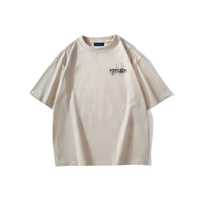 FONDLOOK T-Shirts Unisex Light Beige Apricot-1