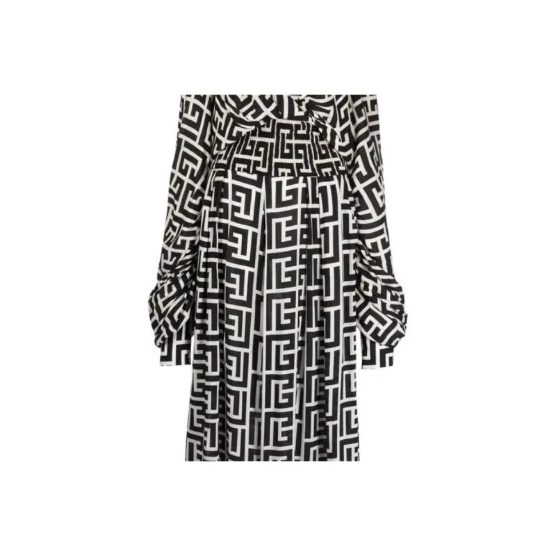 BALMAIN Long Sleeved Dress Women's Black-4