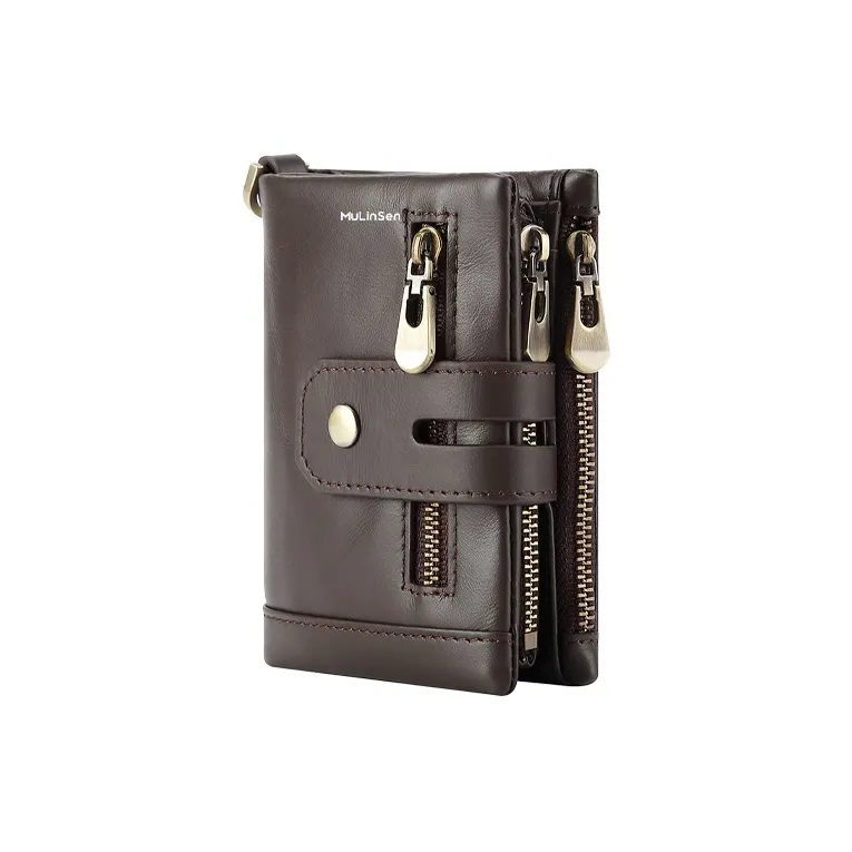 Mulinsen Top Grain Cow Leather Wallet Men's Black/Coffee/Burgundy/Jasper/Brown-1
