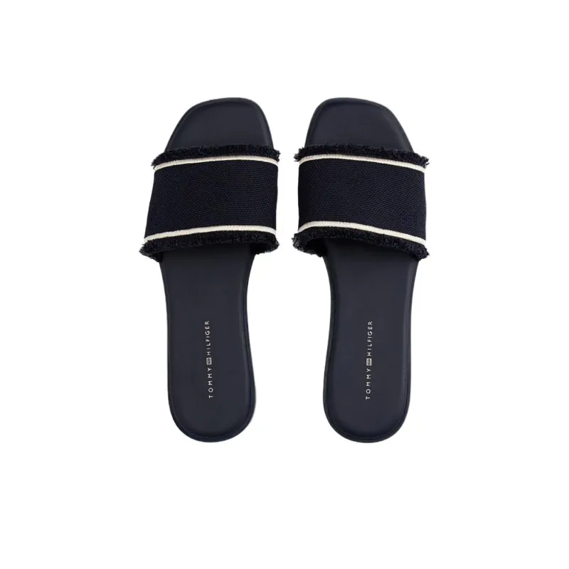 Tommy Hilfiger TH Monogram Rubber Sole Abrasion Resistant Slide Slippers Women's Dark Blue-3