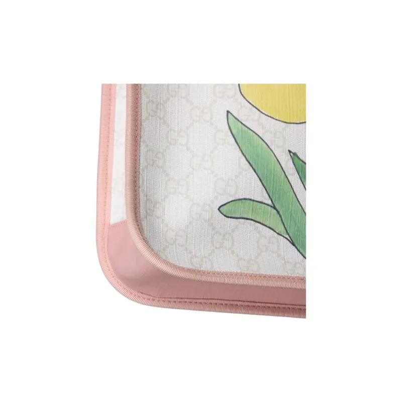 GUCCI GG Supreme Leather Tote Bag, Shopping Bag, Shoulder Bag, Handbag Regular Kids' White & Light Pink-6