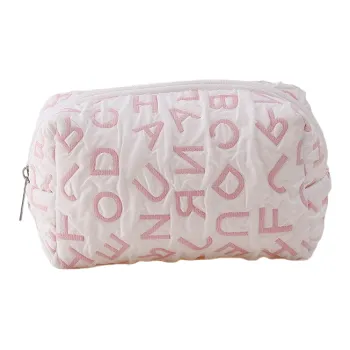 QEEDNS Ins Korean Fashion Letter Canvas Japanese Style Makeup Bags Fashion Minimalist Style