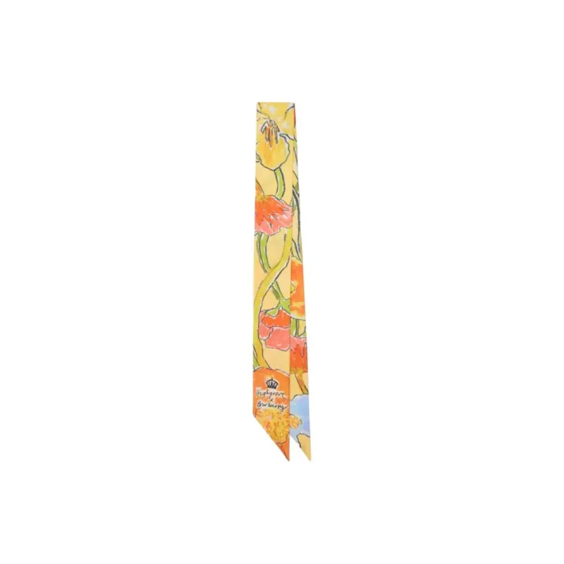 Burberry Mulberry Silk Scarves Unisex Yellow-0