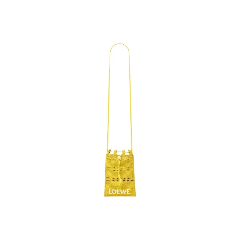 LOEWE Raffia Shoulder Bag Trumpets Unisex Gold-2
