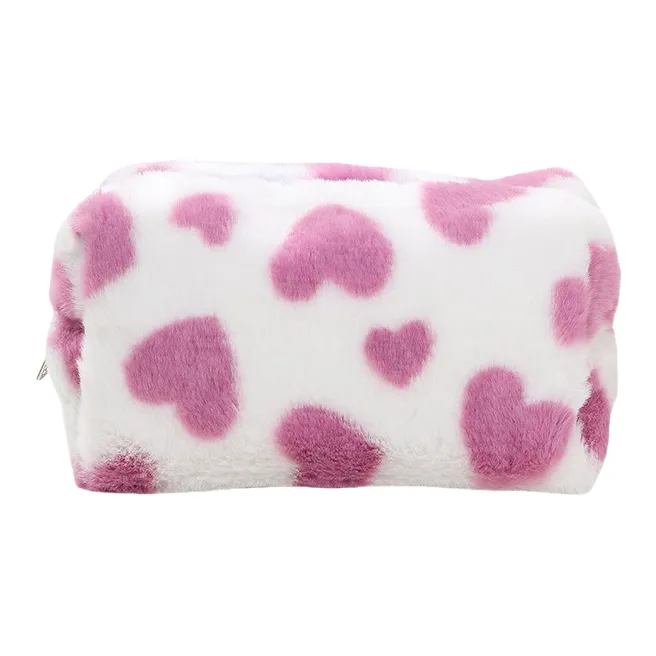 QEEDNS Instagram Style Cute Heart Plush Bag Make up Tools 1 Pc-2