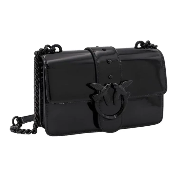 PINKO Leather Shoulder Bag, Crossbody Bag Mini Women's Black-2