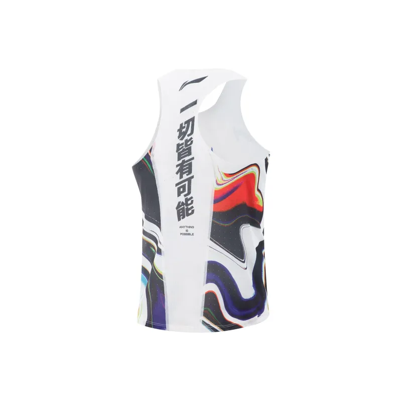 LiNing Dragon Sparrow Tank Top Men's Standard White/Deep Teal Blue/Meadow Green-1
