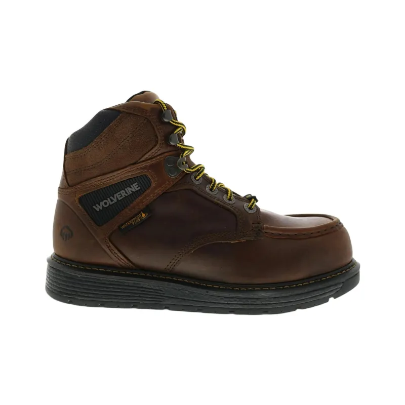 WOLVERINE Hellcat Wedge Moc Toe Ultraspring Waterproof CarbonMax 6' Boots Tobacco-1