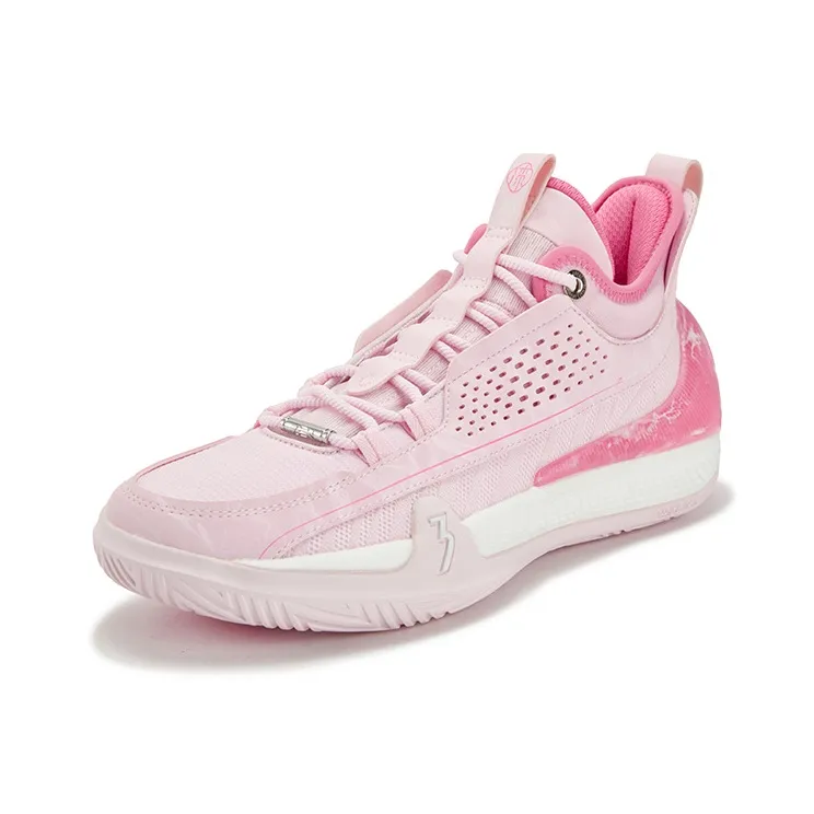 361° Zen 7 Cushioning Coverage Abrasion Resistant Slip Resistant Low Top Basketball Shoes Men's Pure White Pink-1