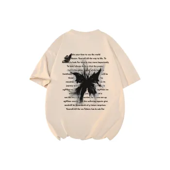 FONDLOOK T-Shirts Unisex Light Beige Apricot