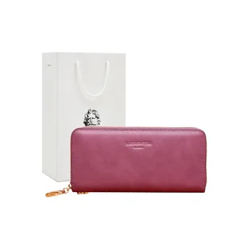 Old Man's Head Oil Wax Cow Leather Wallet Women's Purple