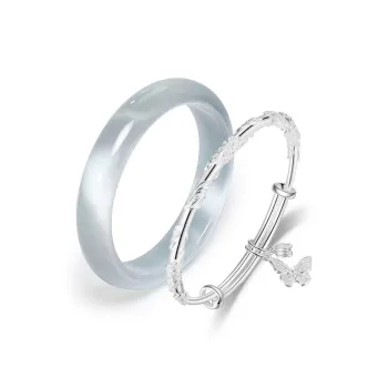 Kowloonko Glass Cat Eye Bangles Women's