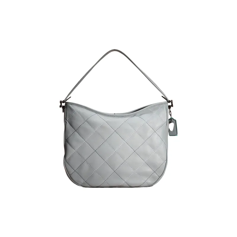 COACH Hobo Smooth Leather Hobo Bag, One Shoulder Handbag Tubas Women's Light Blue-0