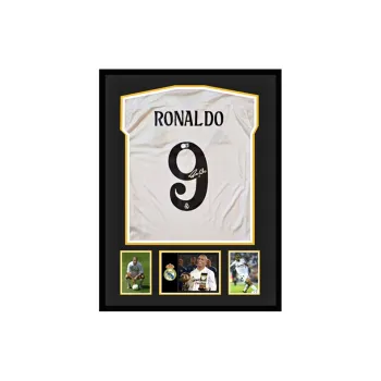 Three For Real Madrid Team Jersey Exquisite Mounting, Outer Frame Approx. 65x85cm