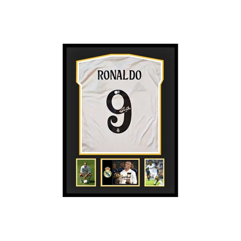 Three For Real Madrid Team Jersey Exquisite Mounting, Outer Frame Approx. 65x85cm-0