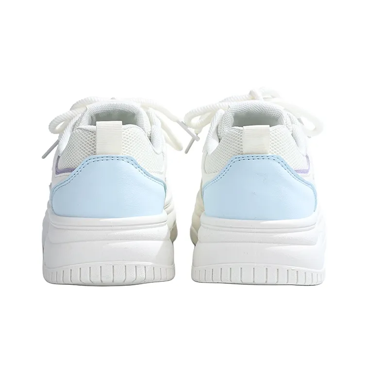 RENBEN Slip Resistant, Lightweight, And Breathable Low Top Skateboard Shoes Women's Beige Blue-4