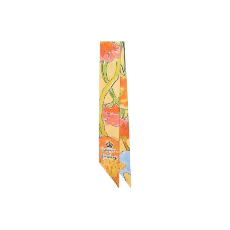 Burberry Mulberry Silk Scarves Unisex Yellow-1