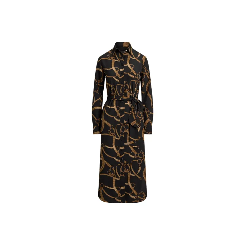 Ralph Lauren Long Sleeved Dress Women's Black Brown-0