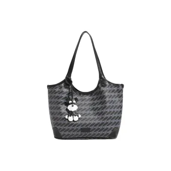 PESASRIE PU Tote Bag, Shopping Bag, Shoulder Bag Women's Black