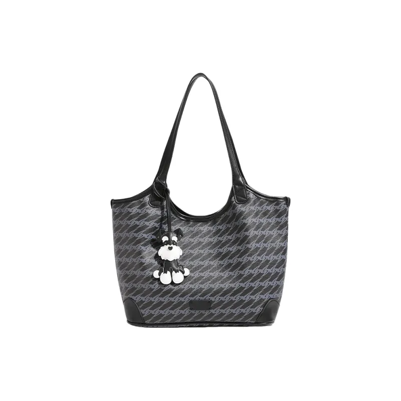 PESASRIE PU Tote Bag, Shopping Bag, Shoulder Bag Women's Black-0