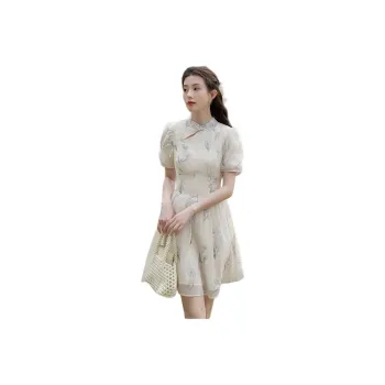 Flowers In Water Short Sleeved Dress Women's