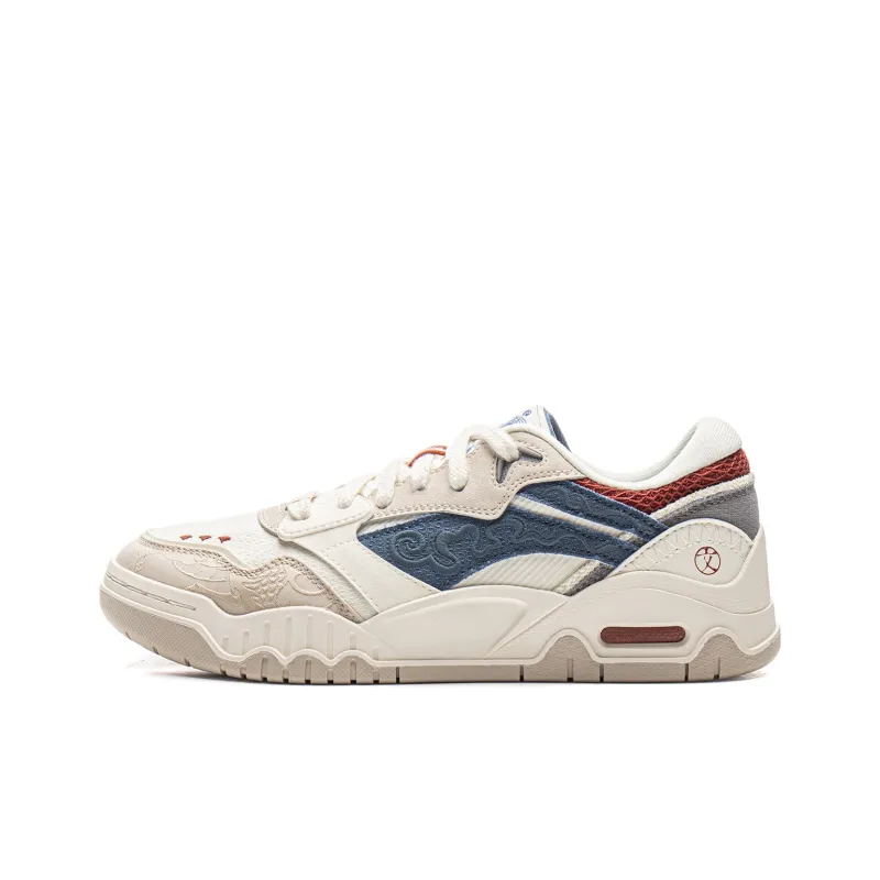 LINING Moon White 3 Skateboard Shoes Women's Low-Top Blue White-0