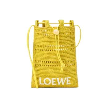 LOEWE Raffia Shoulder Bag Trumpets Unisex Gold