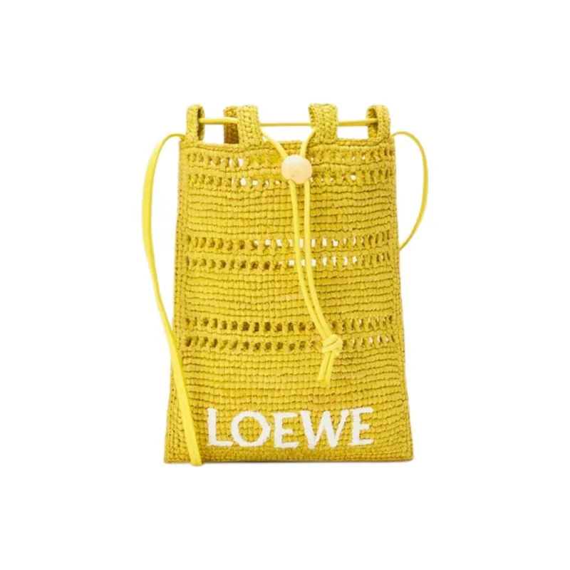 LOEWE Raffia Shoulder Bag Trumpets Unisex Gold-0