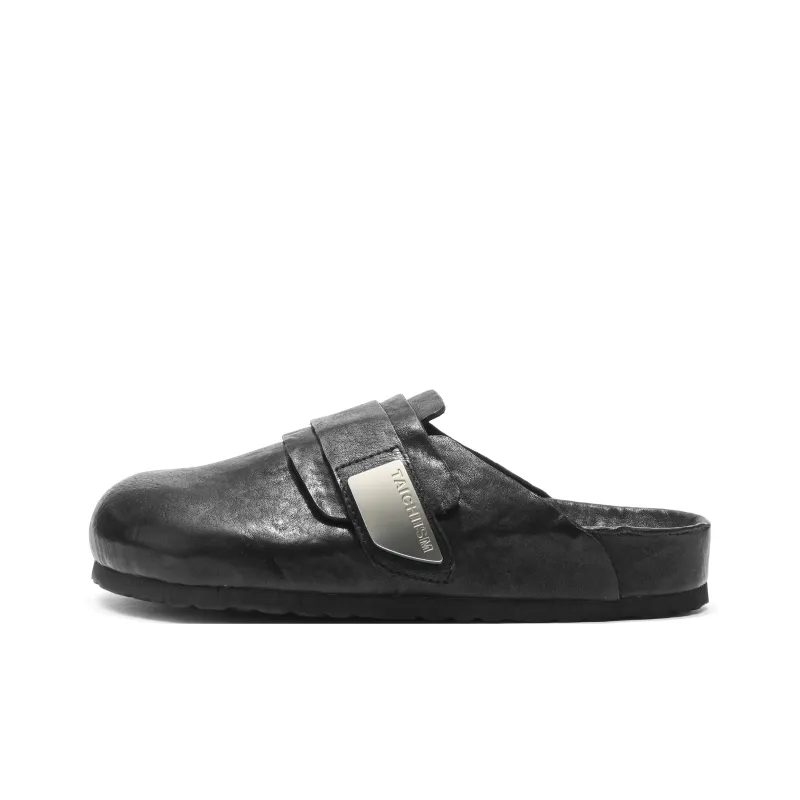 TAICHIISM Closed Toe Slippers Men's Washed Black-0