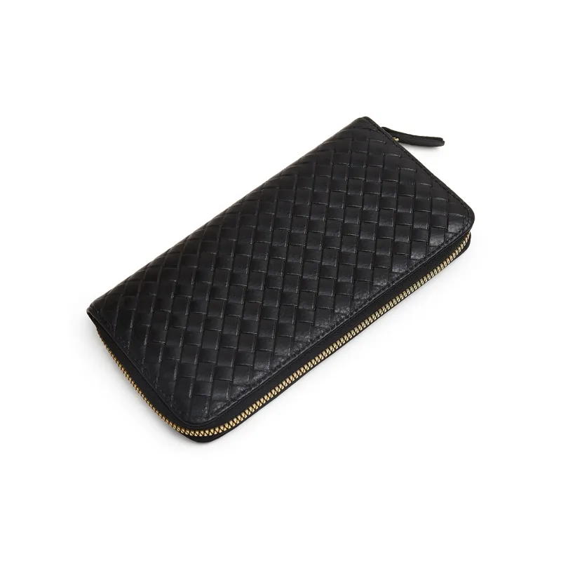 Old Man's Head Cow Leather Wallet Regular Men's Black-7