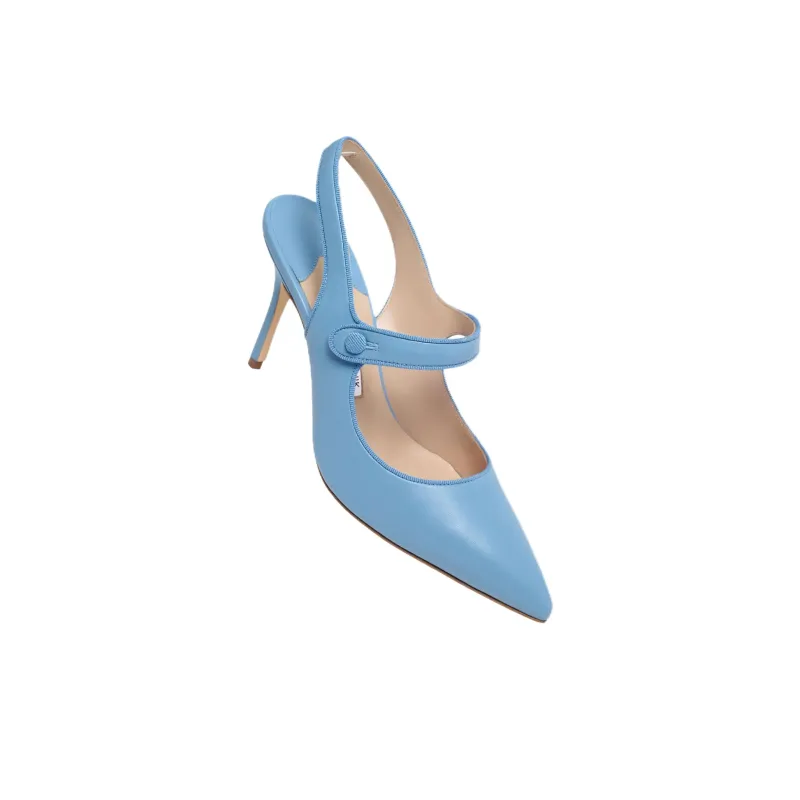 MANOLO BLAHNIK Camparisli Slim Heel High Heels 9cm Women's Blue-3