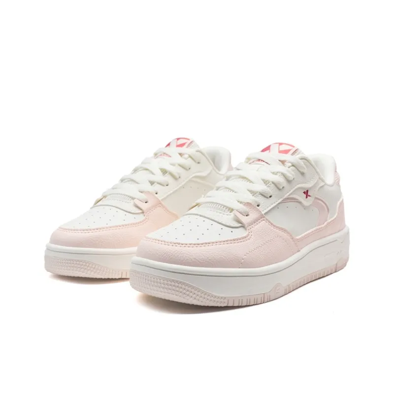 XTEP Clover White Wear resistant And Lightweight Low Top Skateboard Shoes Women's Pure Pink/Sail White-3
