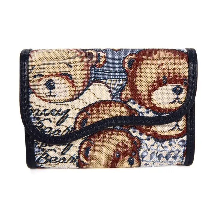 DANNYBEARJEANS Fabric Card Holder Unisex Vintage Bear Blue/Gentleman Bear Red/White Gentleman Bear Blue-0