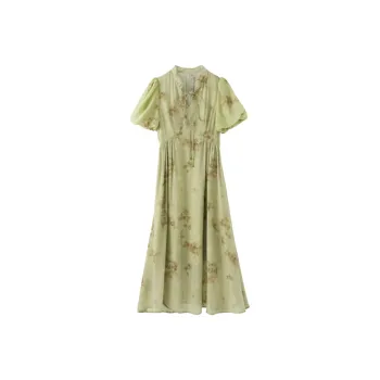 Homemade Willow Silk Summer Short Sleeved Dress Women's
