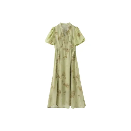 Homemade Willow Silk Summer Short Sleeved Dress Women's